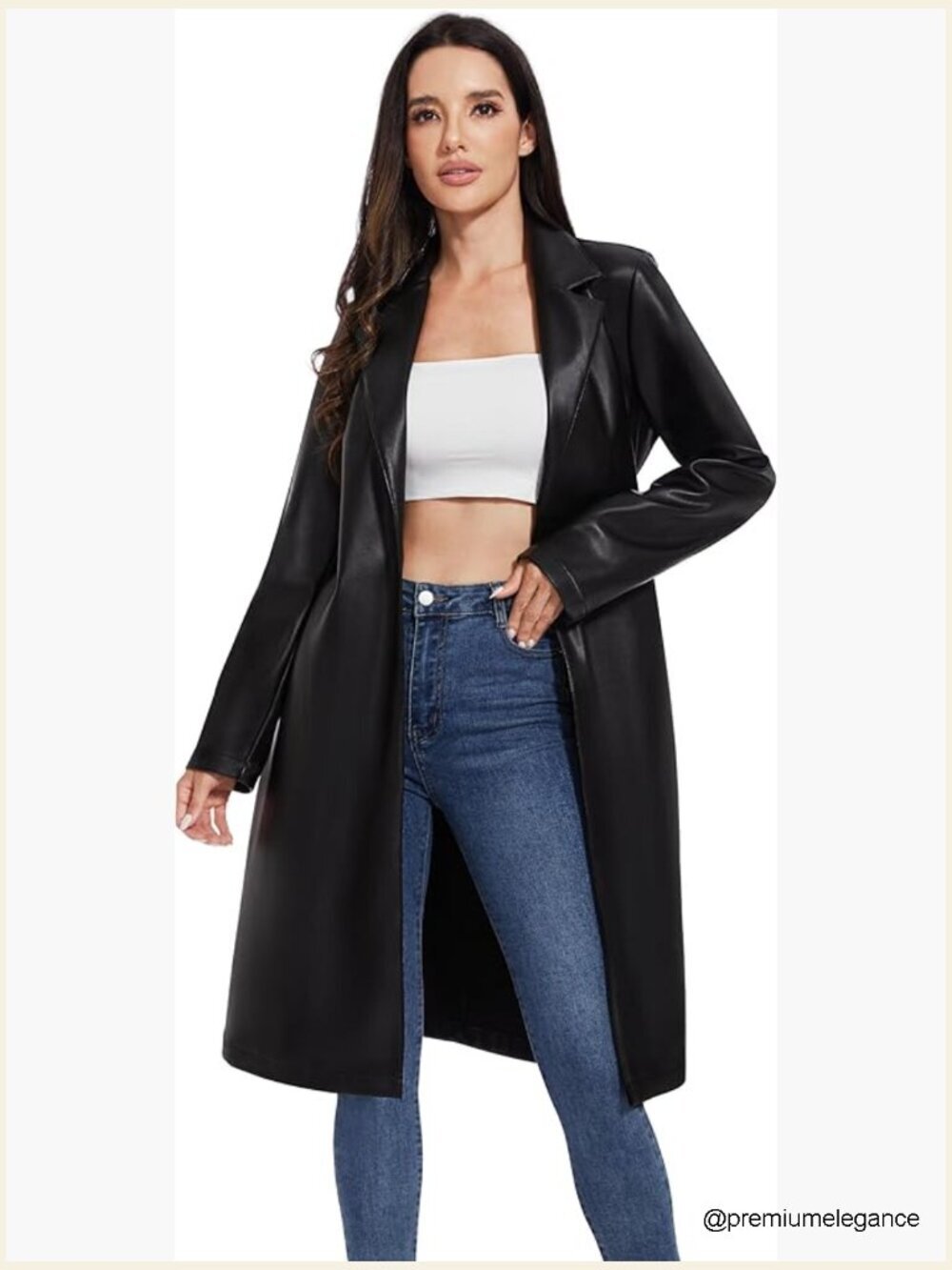 Women's Faux Leather Moto Jacket Trench Coat Plus Size Lightweight Vegan Biker